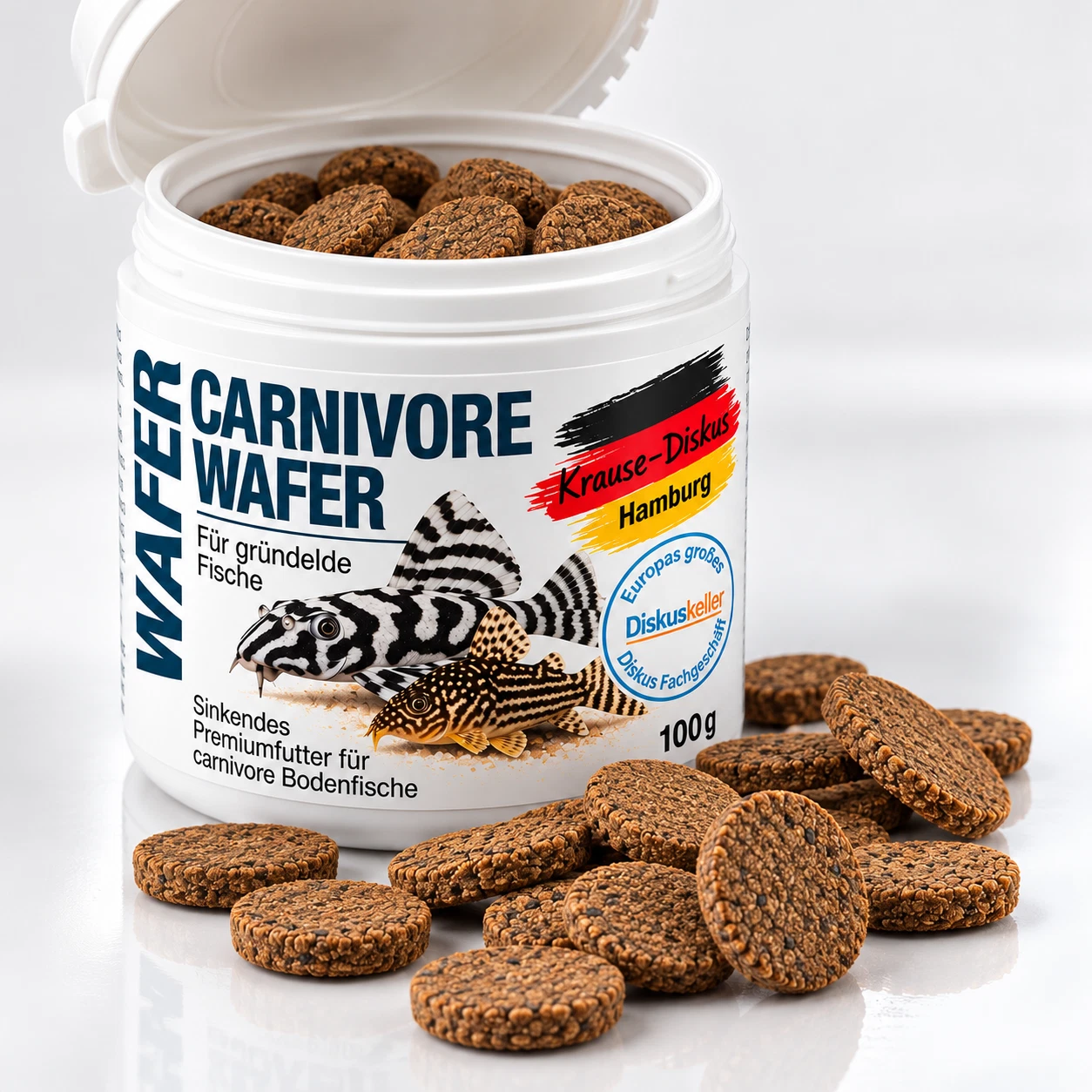 Krause Welsfutter 100g - carnivore Wafer Futter Tabletten