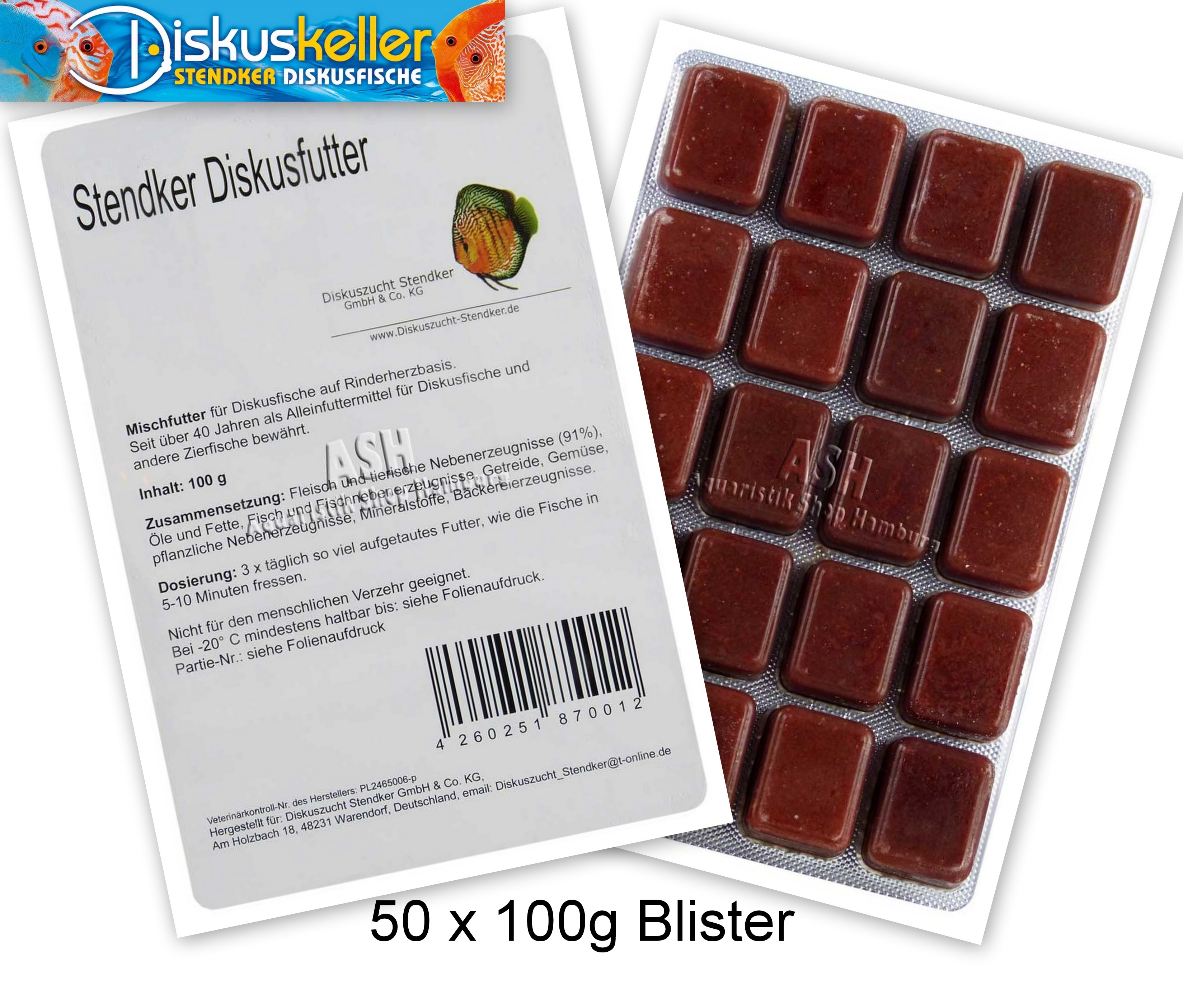 50 x Stendker GoodHeart Diskusfutter: 100g Blister Sparpaket