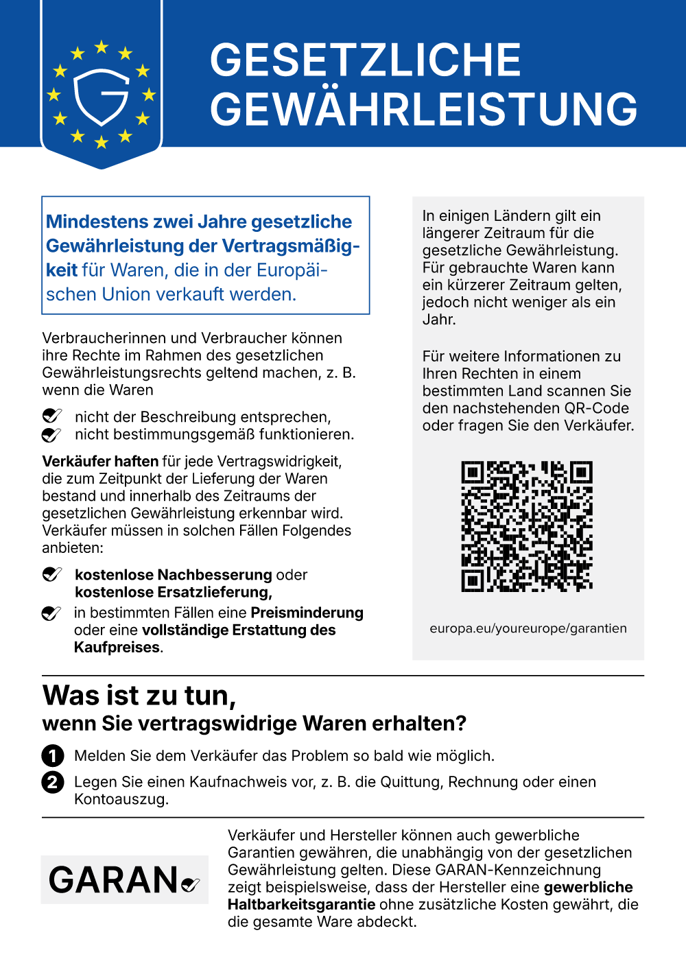Offizielle EU-Mitteilung zu gesetzlichen Gewährleistungsrechten