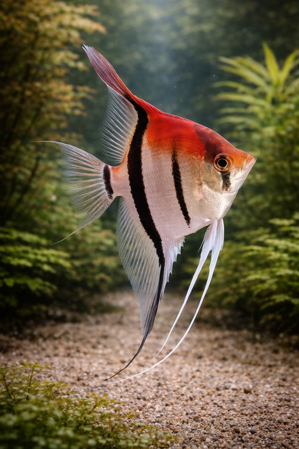 Pterophyllum scalare "Rio Manacapuru" - Rotrücken Skalar, Spannweite ca. 8-10 cm