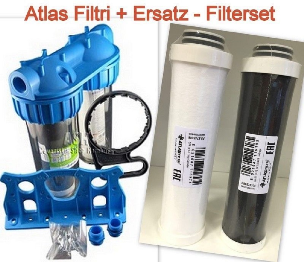 ATLAS FILTRI 3P Duo Blockfilter BX Ausführung 0,5µ Carbon & 1µ Sediment + Ersatzfilterset