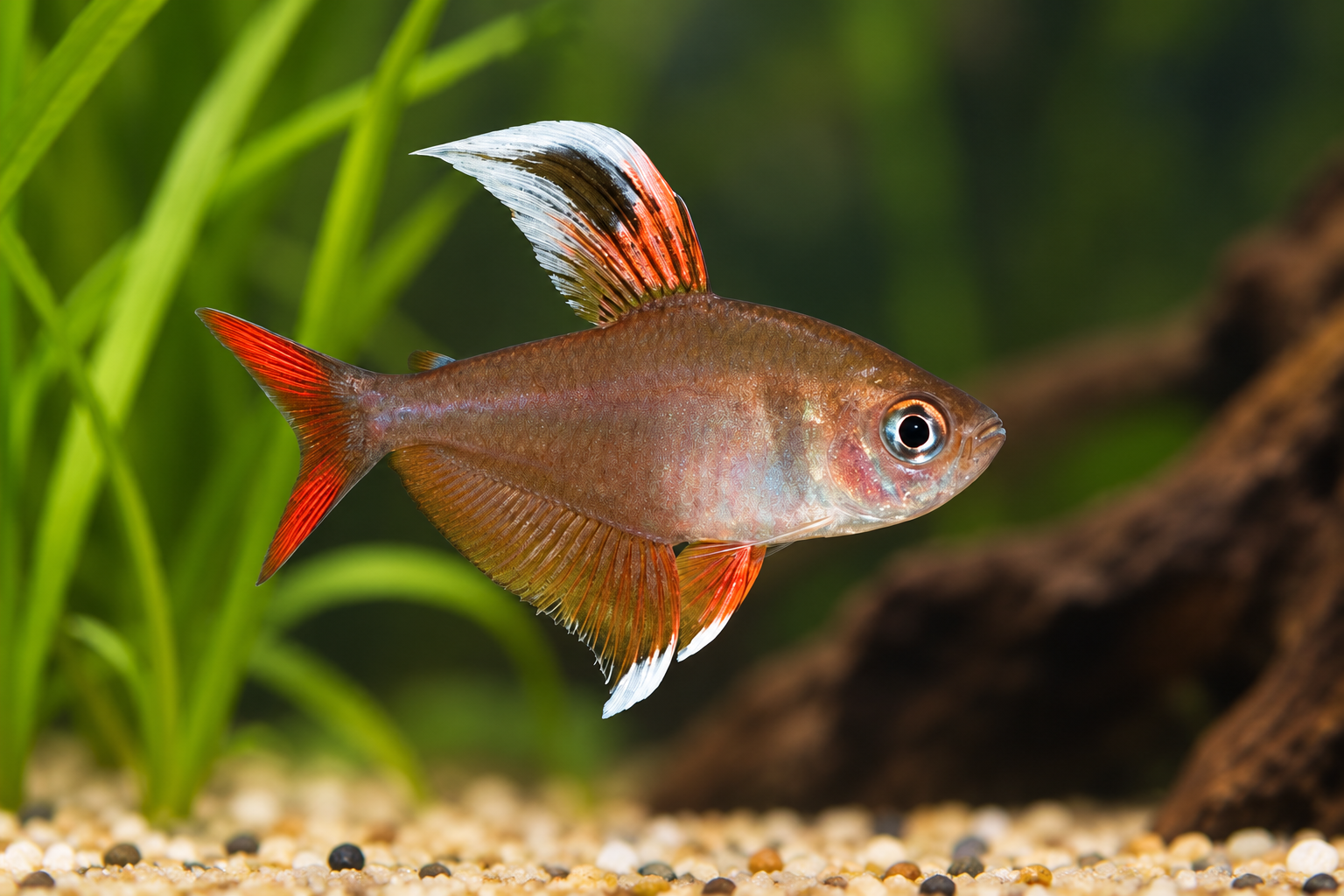 White Fin Schmucksalmler (Hyphessobrycon rosaceus)