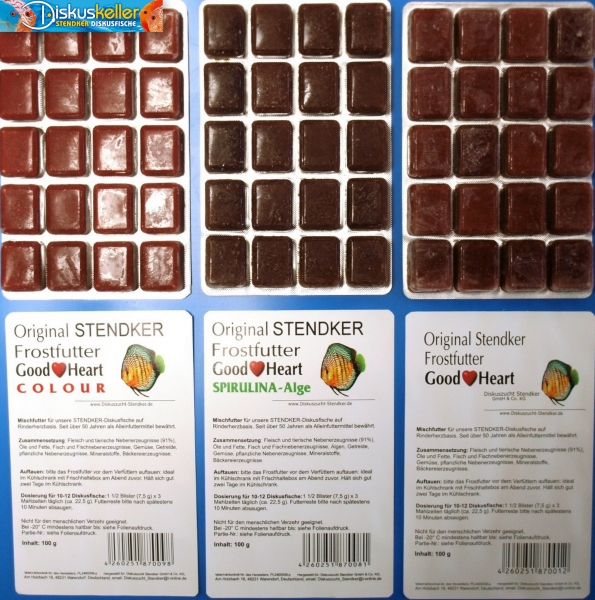 51 x Stendker GoodHeart MIX (normal/COLOUR/SPIULINA) Diskusfutter: 100g Blister Sparpaket