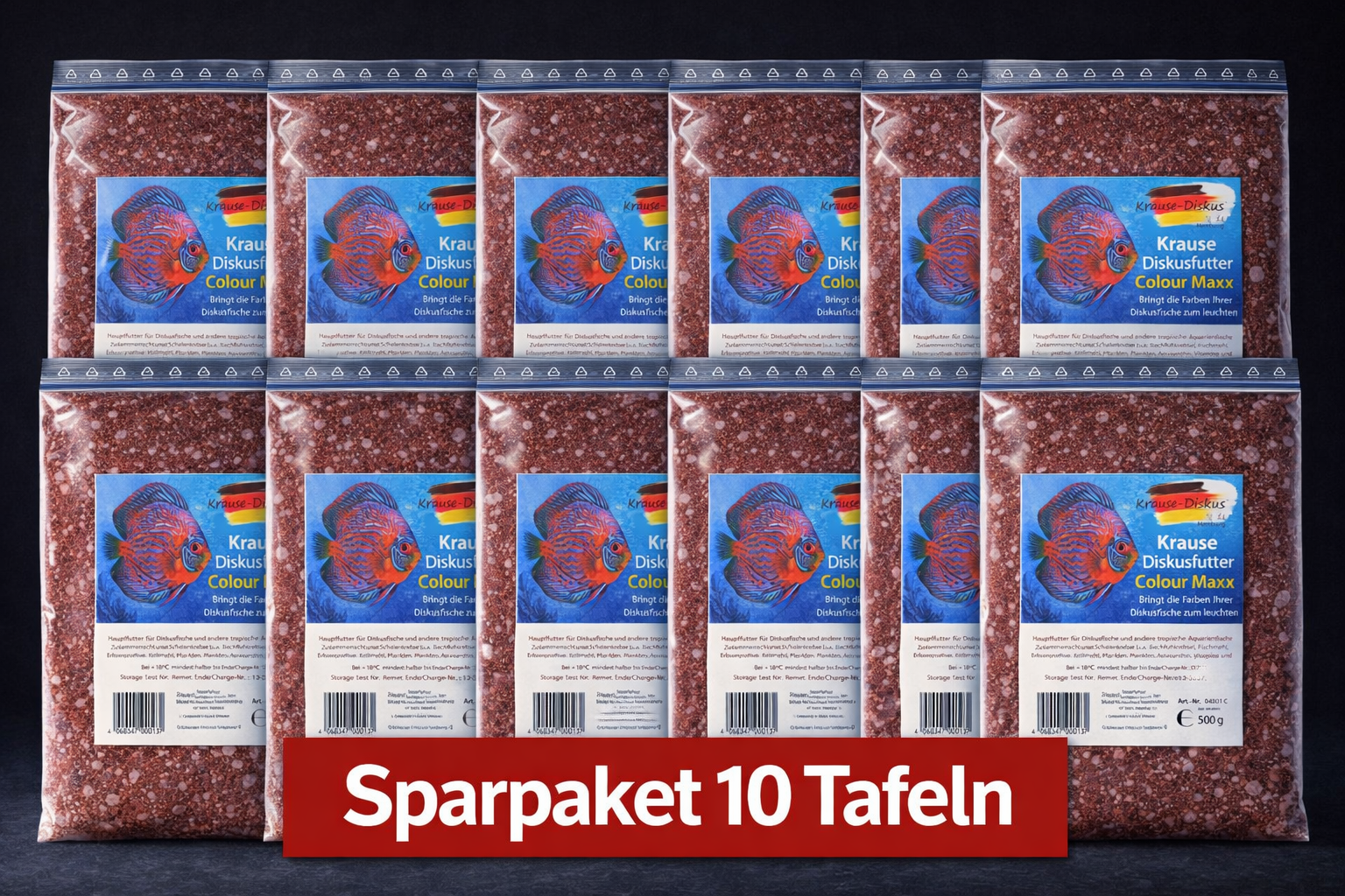 Sparpaket 10 Tafeln Krause Diskusfutter Colourmaxx: Farbbooster: 10x 500g Flachtafel