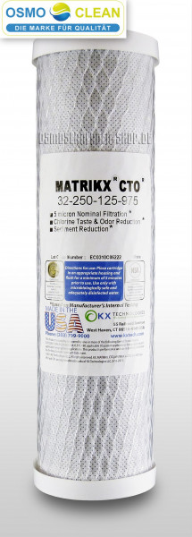 MATRIKX® CTO® - Hochwertiger 5µ CTO Kohleblockfilter, z.B. als 2. Stufe einer 5-stufigen Osmoseanlag