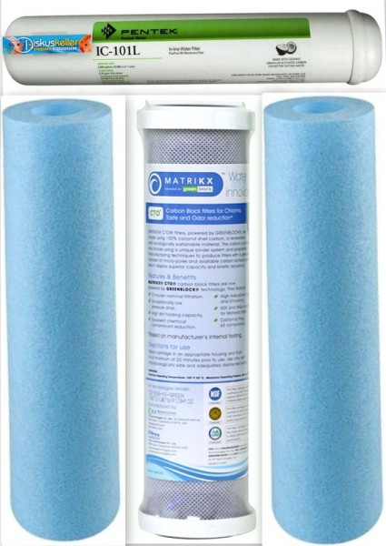 Deluxe Filtersatz antibakteriell für 5-stufige Umkehrosmose Wasserfilter 10 Zoll
